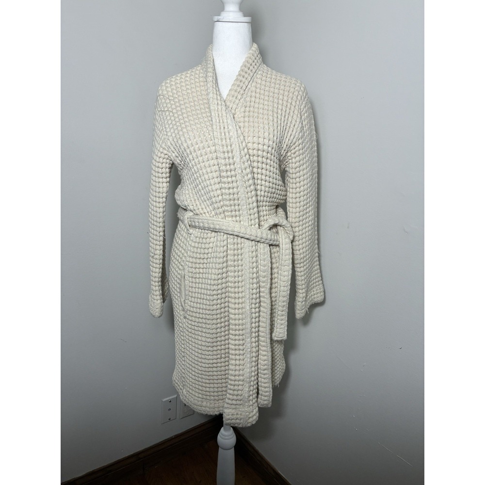 Happy Place The Weightless Cotton Robe Sz Small Sand Midi Pockets Lounge